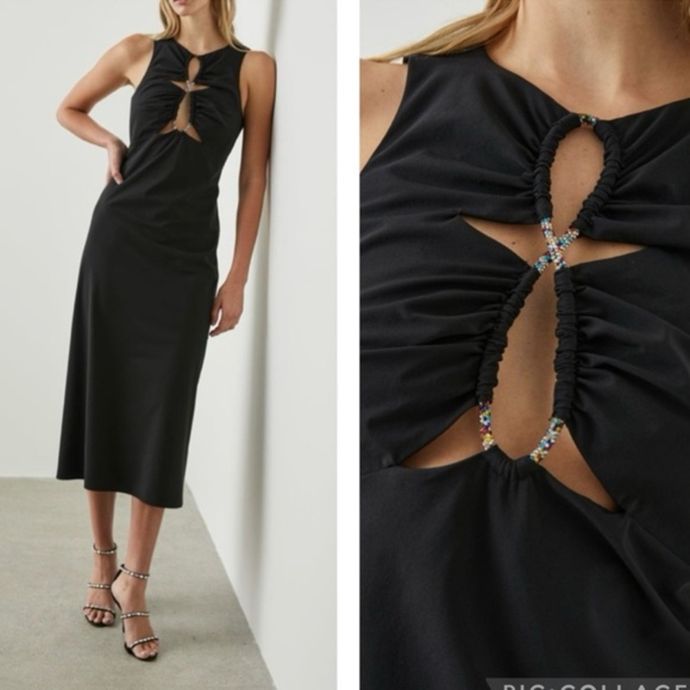 Rails Black Nylon Sleeveless Jewel Twist Cutout Long Samba Dress